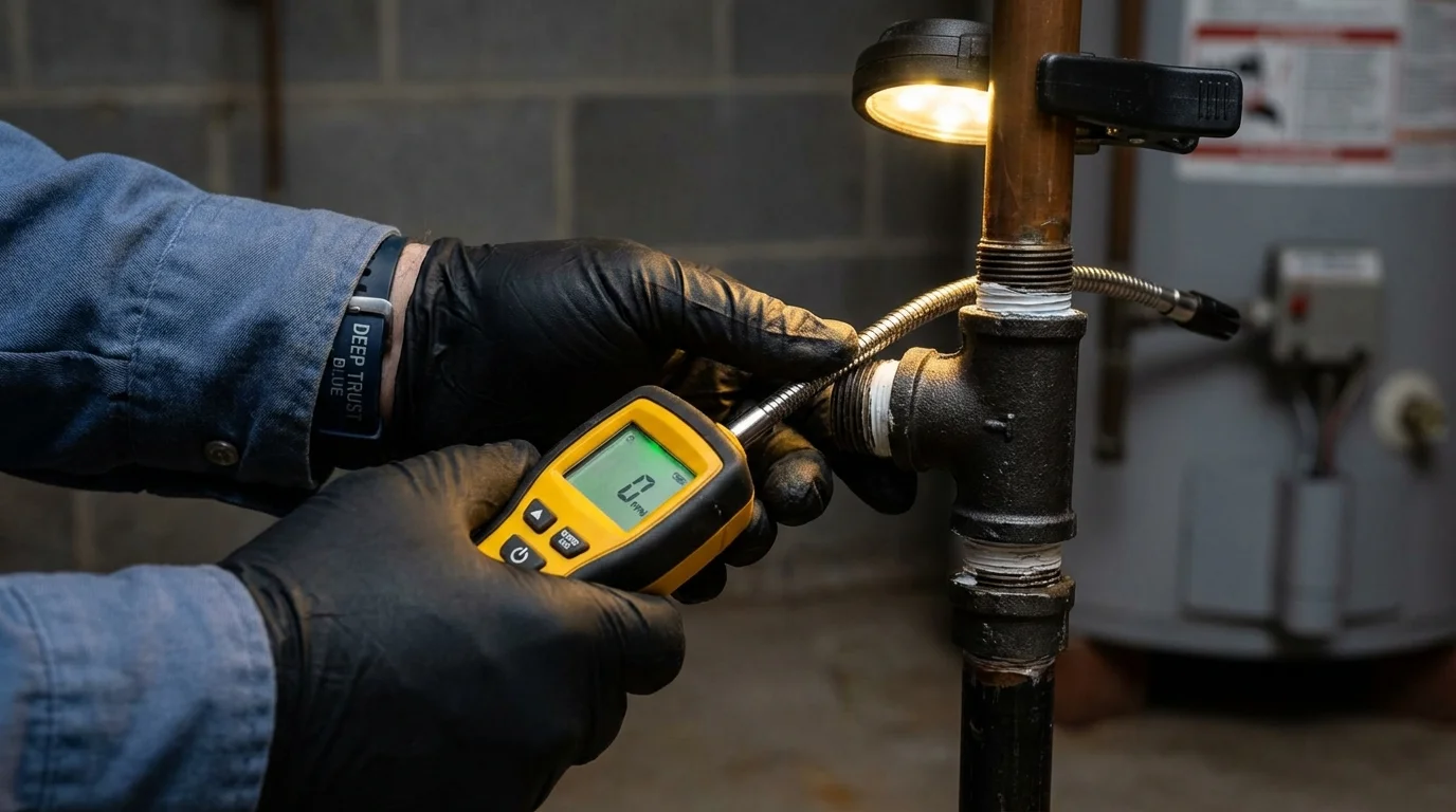 Gas leak detection with electronic sniffer by Johns Plumbing LLC in Key West
